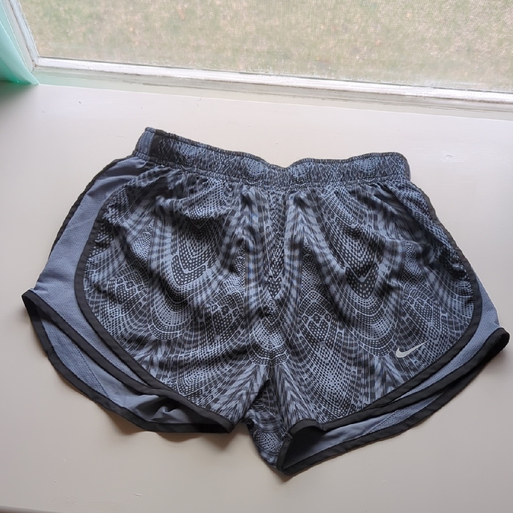 Nike Dri-Fit Athletic Shorts Patterned Gray Size S